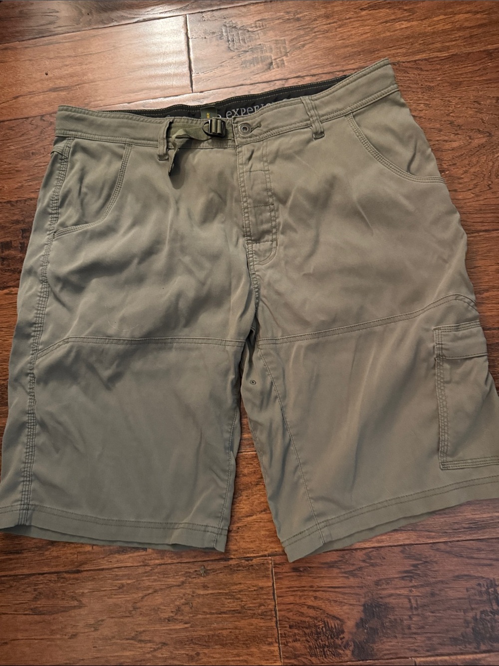 Prana Men's Olive Green Cargo Shorts with Built-In Belt